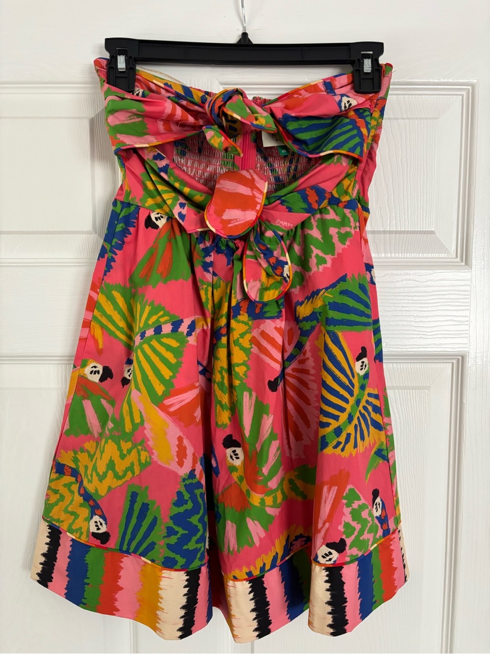 FARM Rio Pink and Green Mini Dress with Tropical Print